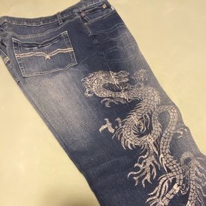 Dragon glittered jeans size 16 stretch